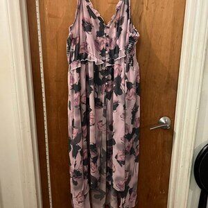 Size 3(3X)(22/24) - Torrid - Soft Purple Flowy Floral Button-Up Sleeveless Tunic